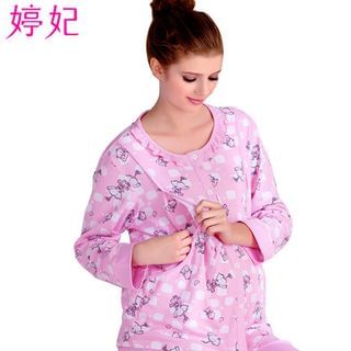 Tiffie Maternity Pajama Set: Print Nursing Top + Pants