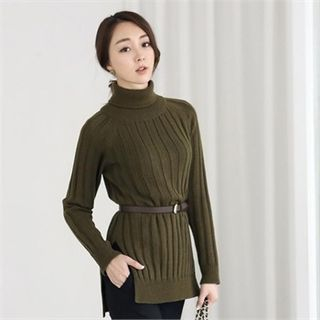 ode' Turtle-Neck Wool Blend Knit Top