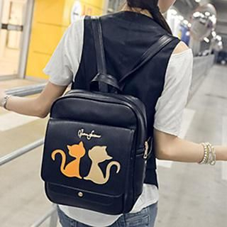 Youme Cartoon Cat Applique Backpack