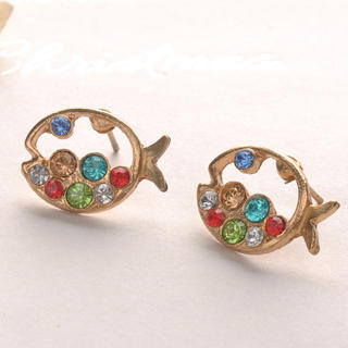 Fit-to-Kill Colorful Diamond Fish Earrings - Other Color Others - One Size