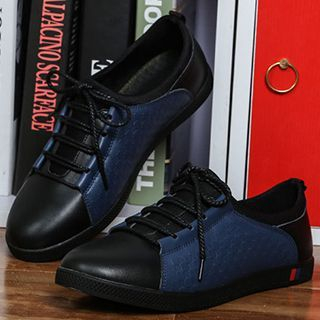 NOVO Genuine Leather Panel Lace Up Shoes