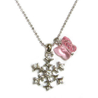 Mezzo-Piano – Snowy Concerto Necklace with Pink Swarovski Crystal Butterfly