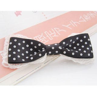 Fit-to-Kill Lace dotted bow hair pin -black One Size