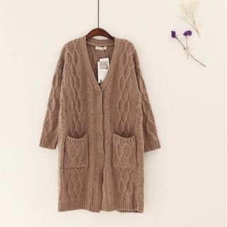 11.STREET Cable-Knit Long Cardigan