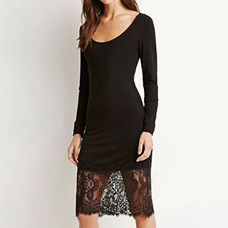 Eloqueen Long-Sleeve Lace Panel Dress