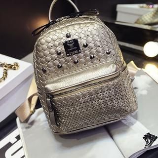 Donini Bags Faux Leather Studded Quilted Backpack