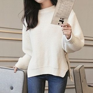 GOGO Girl Side Slit Ribbon Sweater
