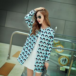 Dabuwawa Printed Long Open-Front Jacket