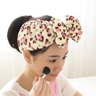 Lazy Corner Bow-Accent Printed Fleece Hair Band