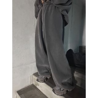 Unisex Drawstring Waist Washed Loose-Fit Sweatpants