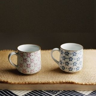 Mutu Couple Matching Floral Print Ceramic Cup