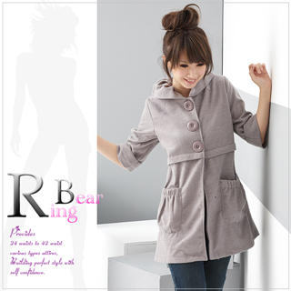 RingBear Wool-Blend Pocket Front Long Jacket
