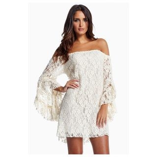 Hotprint Off-Shoulder Lace Tunic