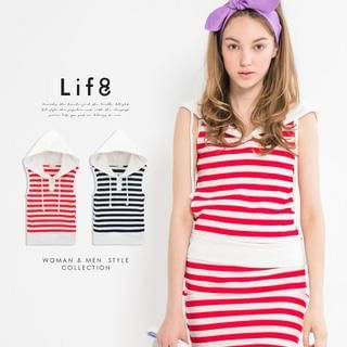 Life 8 Sleeveless Hooded Striped Top