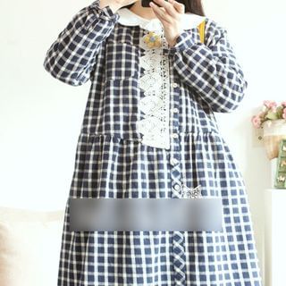 Blu Pixie Check Fleece-lined Long-Sleeve Dress