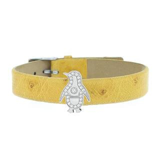 COSI MODA Steel / Leather Bracelet with Cubic Zirconia One Size