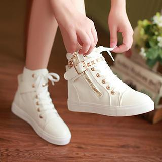 Sidewalk Studded Belt Hidden Wedge Sneakers