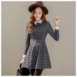 Angel Shine Long-Sleeved Plaid Dress