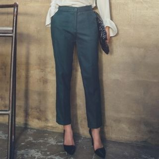 ERANZI Flap-Front Tapered Dress Pants