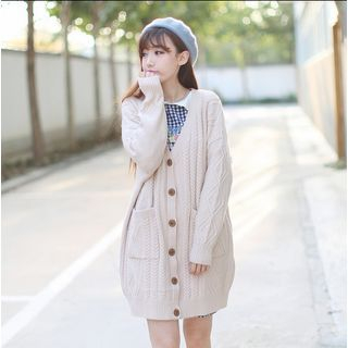 Moricode Cable Knit Long Cardigan