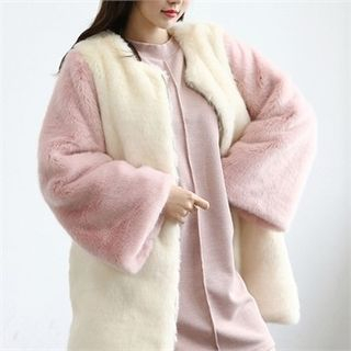 SARAH Tow-Tone Faux-Fur Zip-Up Jacket