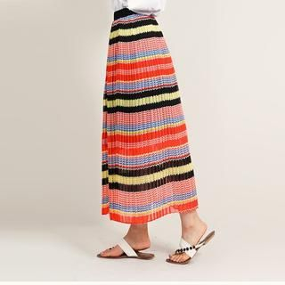 FASHION DIVA Accordion-Pleat Patterned Maxi Skirt