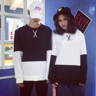 Teezone Matching Couple Lettering Pullover