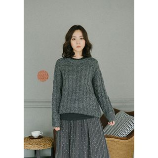 GOROKE Wool Blend Cable-Knit Sweater