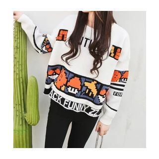 Miss Fan Print Sweater