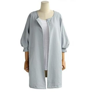 Oaksa 3/4-Sleeve Snap-Button Long Jacket