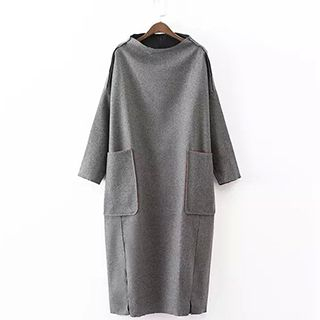 Chicsense Long-Sleeve Pocket Accent Dress