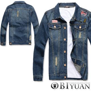 OBI YUAN Distressed Applique Denim Jacket