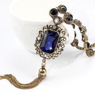 Dara Crystal Tassel Long Necklace