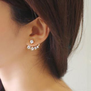Ticoo Non-Matching Faux Pearl & Rhinestone Earrings