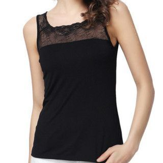 camikiss Lace Panel Sleeveless Top