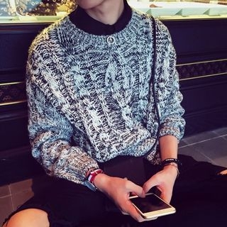 Mr. Cai Slit-Hem Cable-Knit Sweater