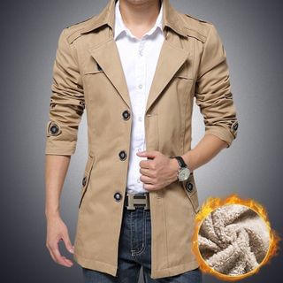 Bay Go Mall Detachable Hood Single-Breasted Trench Jacket