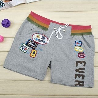 Cute Colors Contrast-Trim Appliqué Shorts