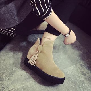 SouthBay Shoes Tasseled Platform Ankle Boots