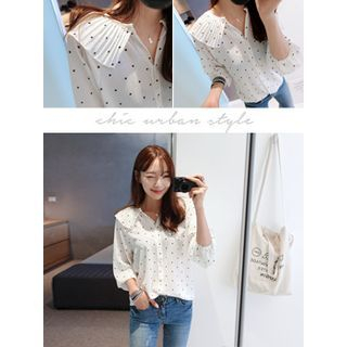 hellopeco Polka-Dot Cotton Blouse