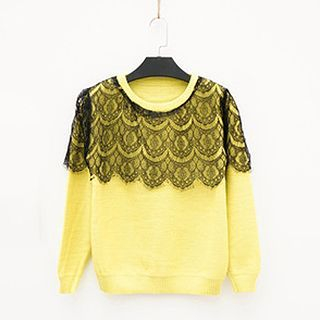 Polaris Lace Panel Knit Pullover
