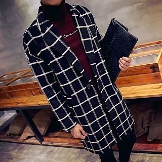 LC Homme Check One-Button Coat