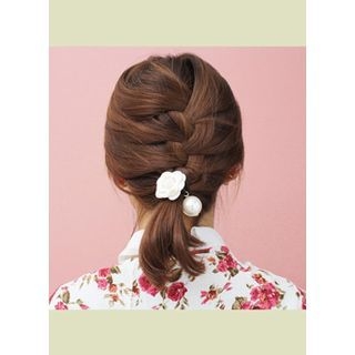 kitsch island Flower & Faux Pearl-Accent Hair Tie