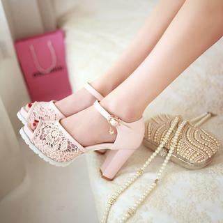 Pastel Pairs Lace Heeled Sandals