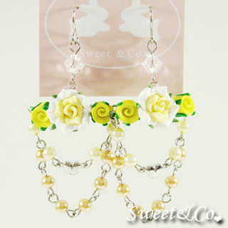 Sweet & Co. Sweet Yellow Candy Chandelier Rose Earrings