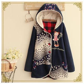 Angel Love Panel Hooded Quilted Coat