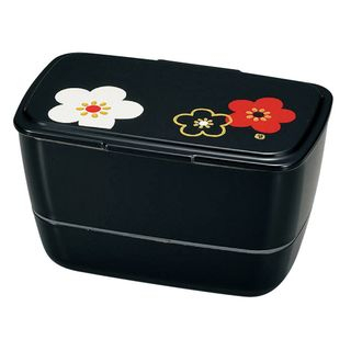 Hakoya Hakoya Cool Bento 2 Layers Lunch Box Hanamonyou Ume Black