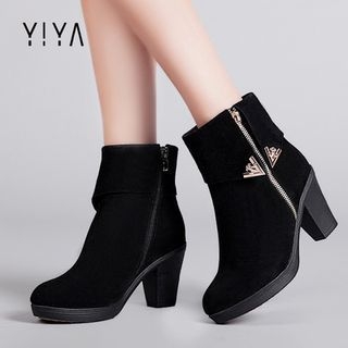 YIYA Chunky Heel Short Boots