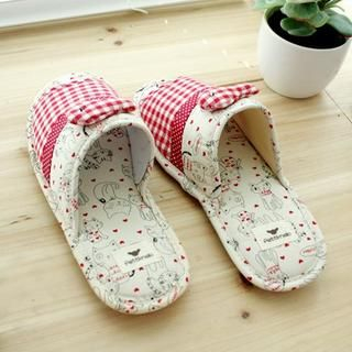Cat Print Banded Back Slippers