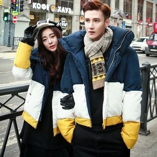 Bay Go Mall Matching Couple Color Block Padded Jacket